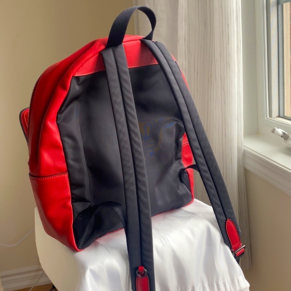 Red Checkord Authentic Coach backpack. - Picture 6 of 7